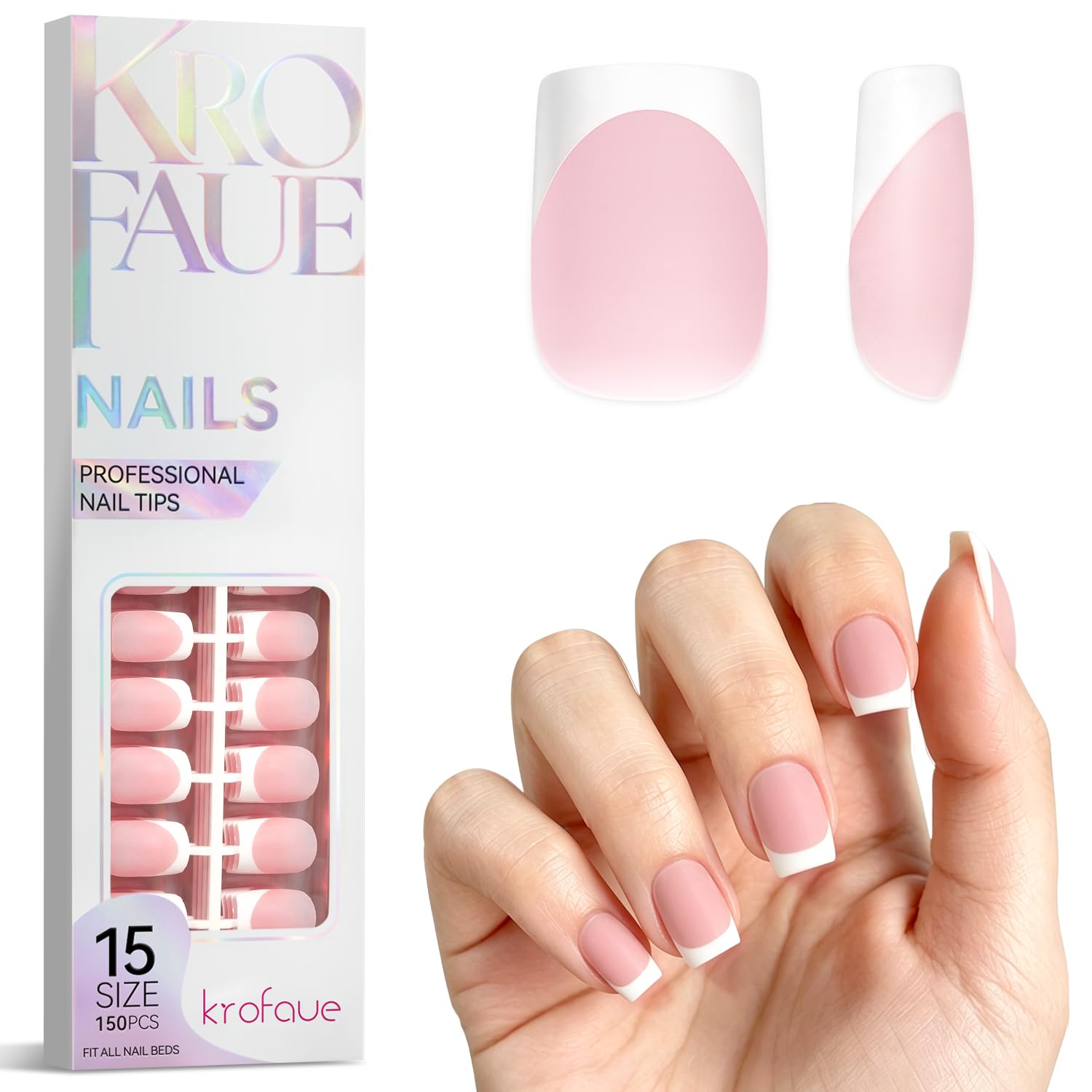 French Half Nail Tips - 500 PCS -12 French Half Nail Tips - 500 PCS -12