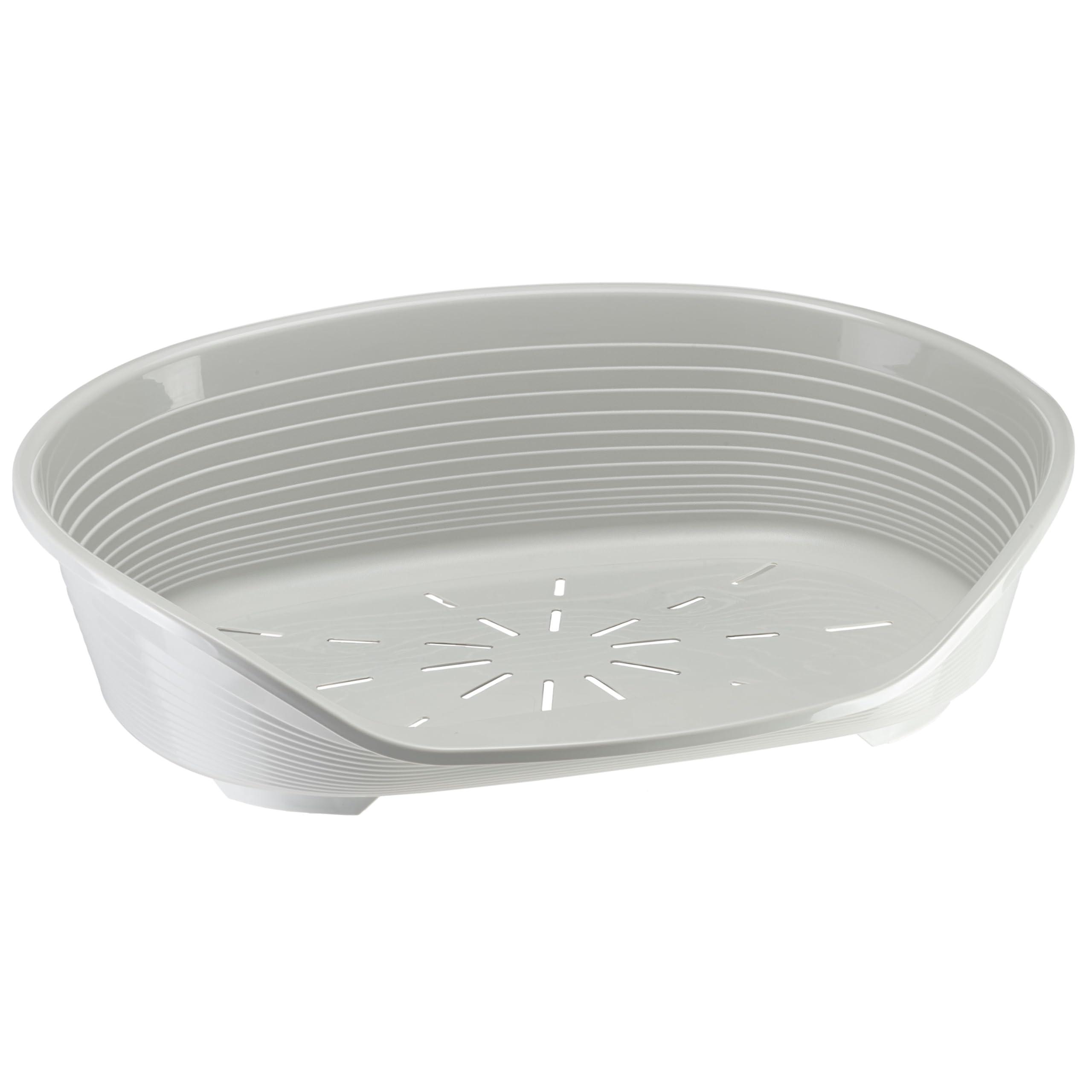 Ferplast Cat Bed, Plastic Dog Bed Large, Ventilation Holes and Non-Slip Rubber Feet for Added Stability 93,5 x 68 x h. 28,5 cm. Grey