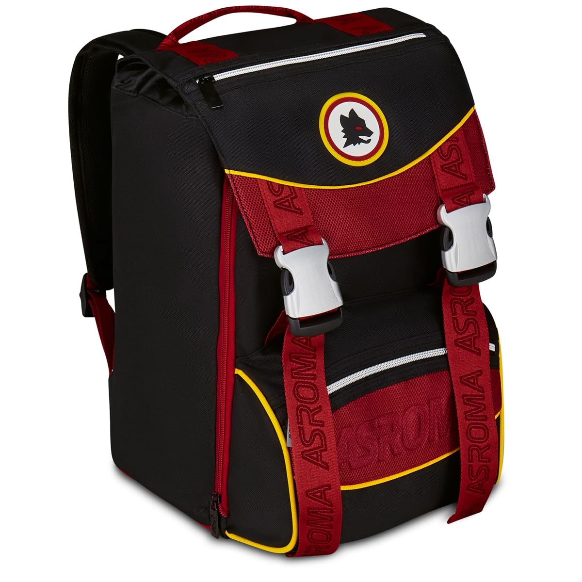Seven AS Roma Zaino Doppio Scomparto Estensibile Calcio, Nero, Maxi Capienza, Schienale Preformato, Bambino, Scuola Elementare