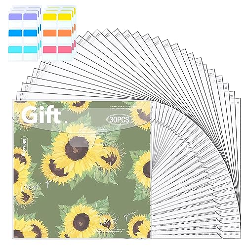 Image of Hukado 30-Pack 12x12 Scrapbook Paper Storage Bag with Color Tabs | Upgraded Wider Side Clear Vinyl Organizer with Handle, Portable Paper Organizer for Cardstock, Vinyl & Craft Supplies