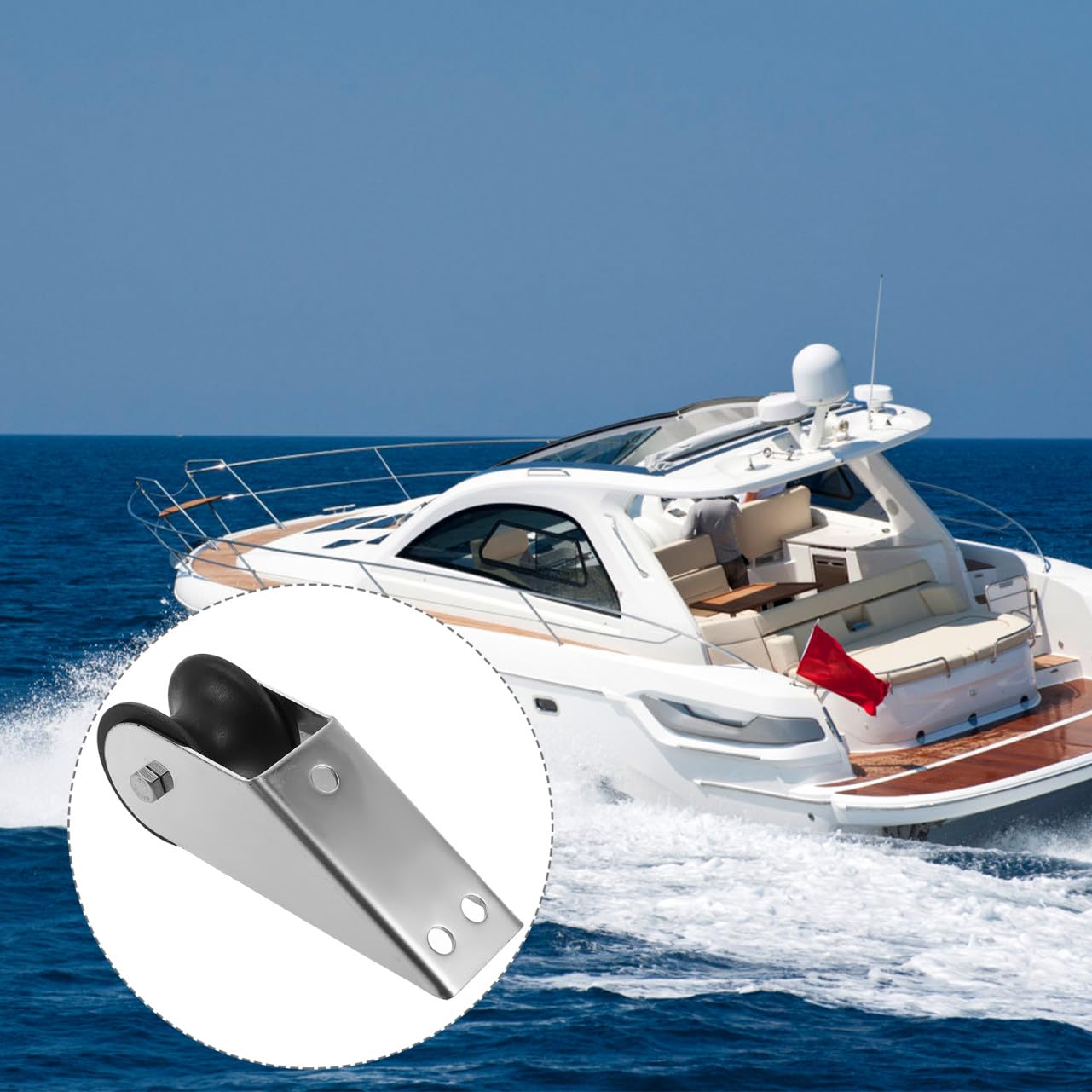 MAGICLULU Rouleau D’Ancre D’étrave en Acier Inoxydable, Support de Levage Rouleau en Caoutchouc, Accessoire Fixe pour Ancre de Bateau, Solide et Compact, Usage Plaisance et Pêche