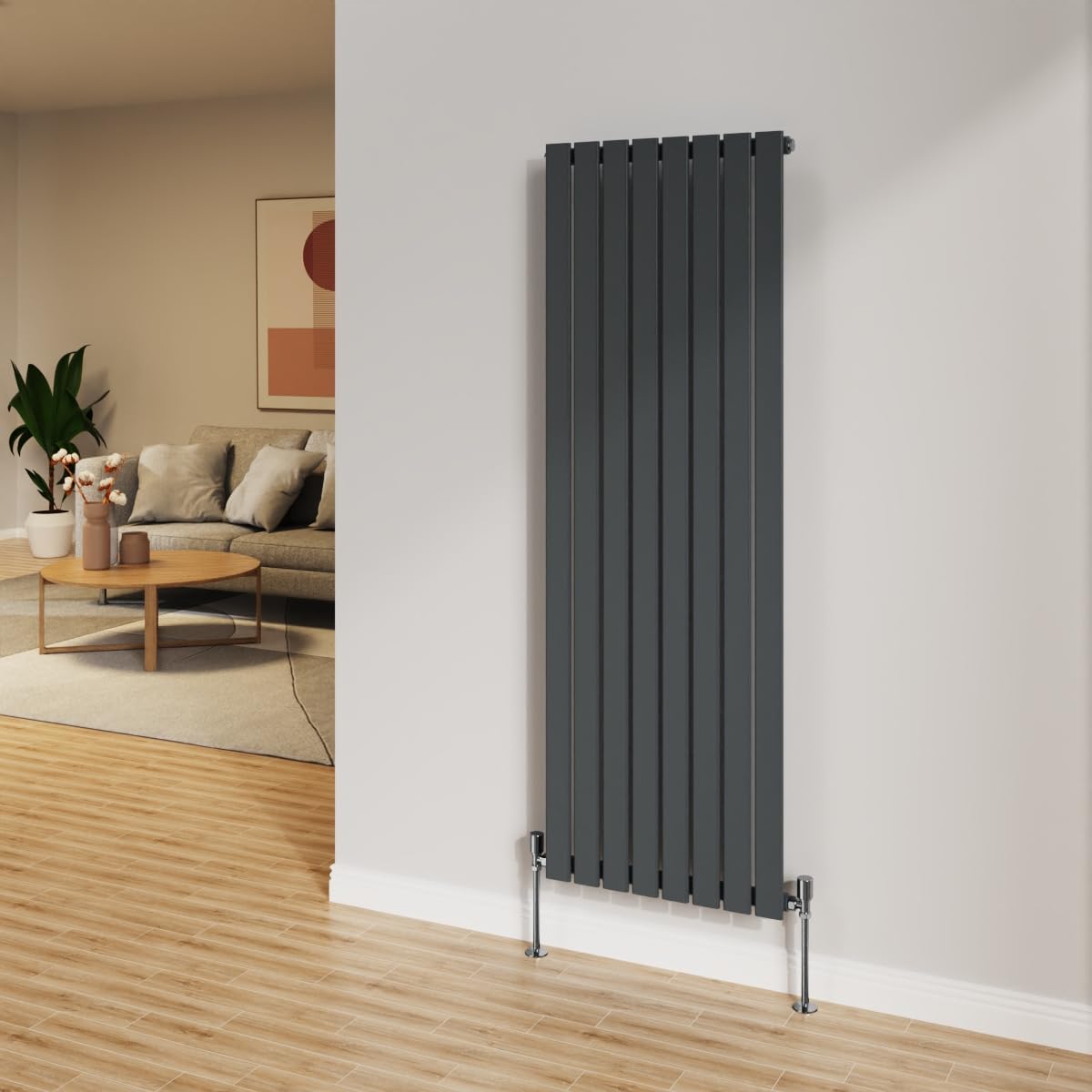 Nrg Anthracite 1600X544mm Radiator Vertical Flat Panel Bathroom Designer Single Rad Central Heating