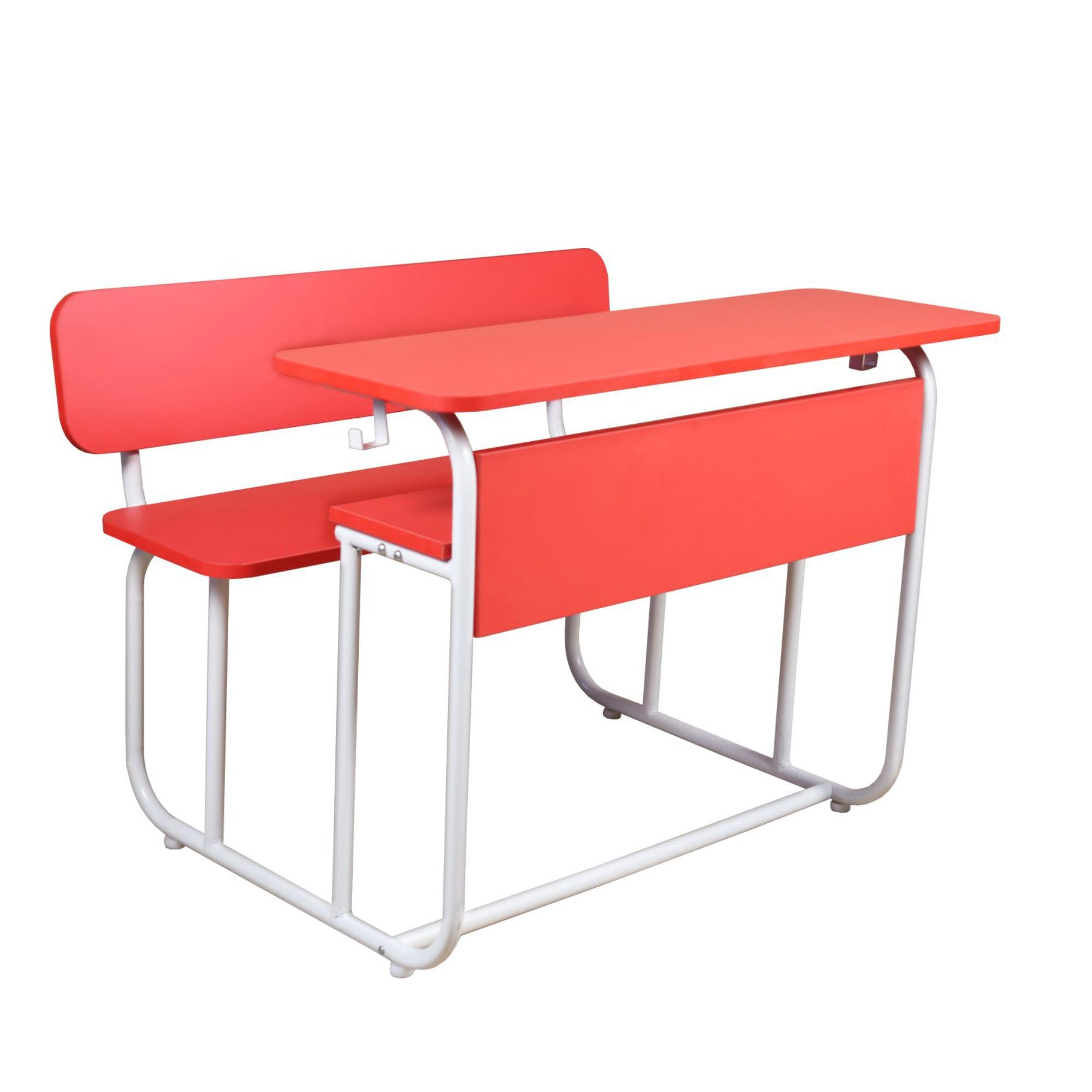 ALKOSIGN Dual Seater Bench with Back Support Desk - Sturdy Cast Iron Frame with Pre Laminated MDF Board Top (for School) (Red)-image-18