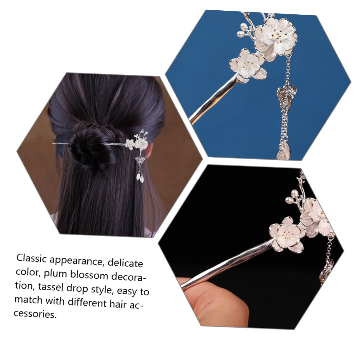 FRCOLOR 4 Stück Retro-haarspangen Für Damen Metall Blumen-haarstab Essstäbchen Für Dutts Quaste Haar-accessoire Für Formelle Anlässe