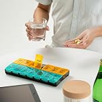 Mossime Weekly Pill Organizer 2 Times a Day, Large Pill Organizer 7 Day AM PM Pill Case for Easy Filling, Large Daily Medicine Organizer Pill Dispenser 14 Compartments for Vitamins, Medication, Fish Oils or Supplements