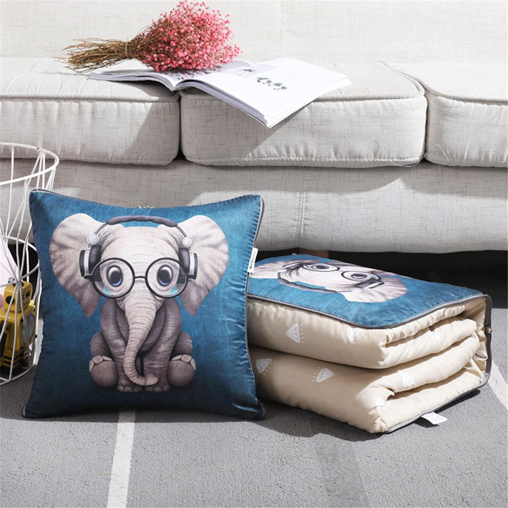 Cuscino Coperta 2 in 1 Elefante blu Trapunta Cuscino Multifunzionale Coperta Cuscino Schienale Cuscino Tappetino Nap Cuscini per Divano Letto Sedia da Ufficio