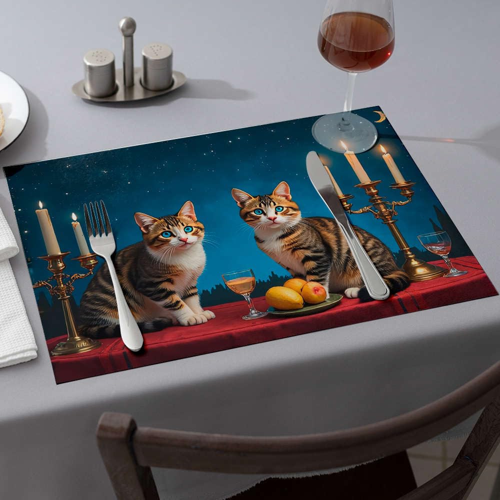 Sets de table en silicone chat idéal pour embellir un repas aux bougies