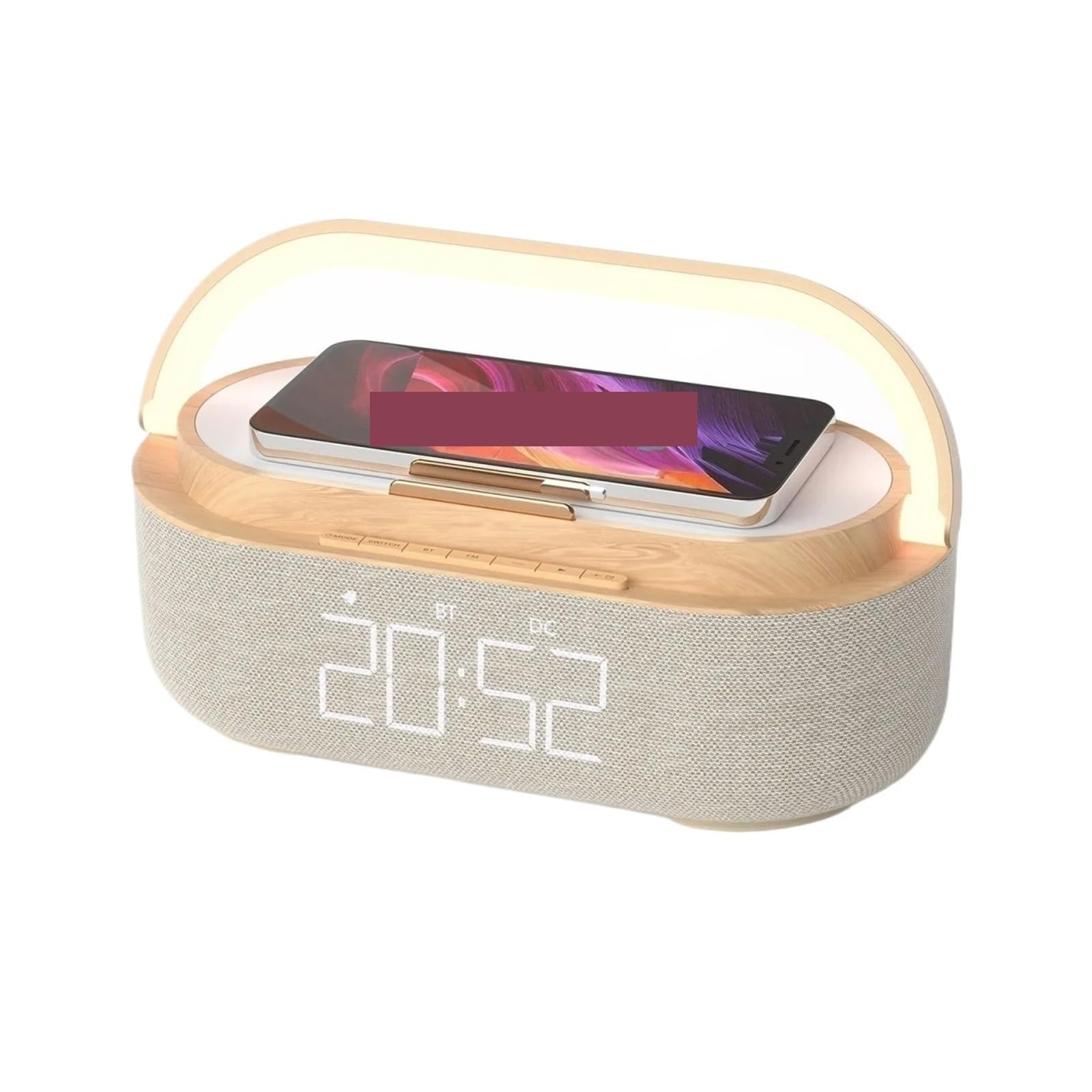 POAHNCU Alarm Clock, Wireless charger portable digital FM alarm clock Bluetooth speaker Radio touch night light dual family bedside,for Heavy Sleeper
