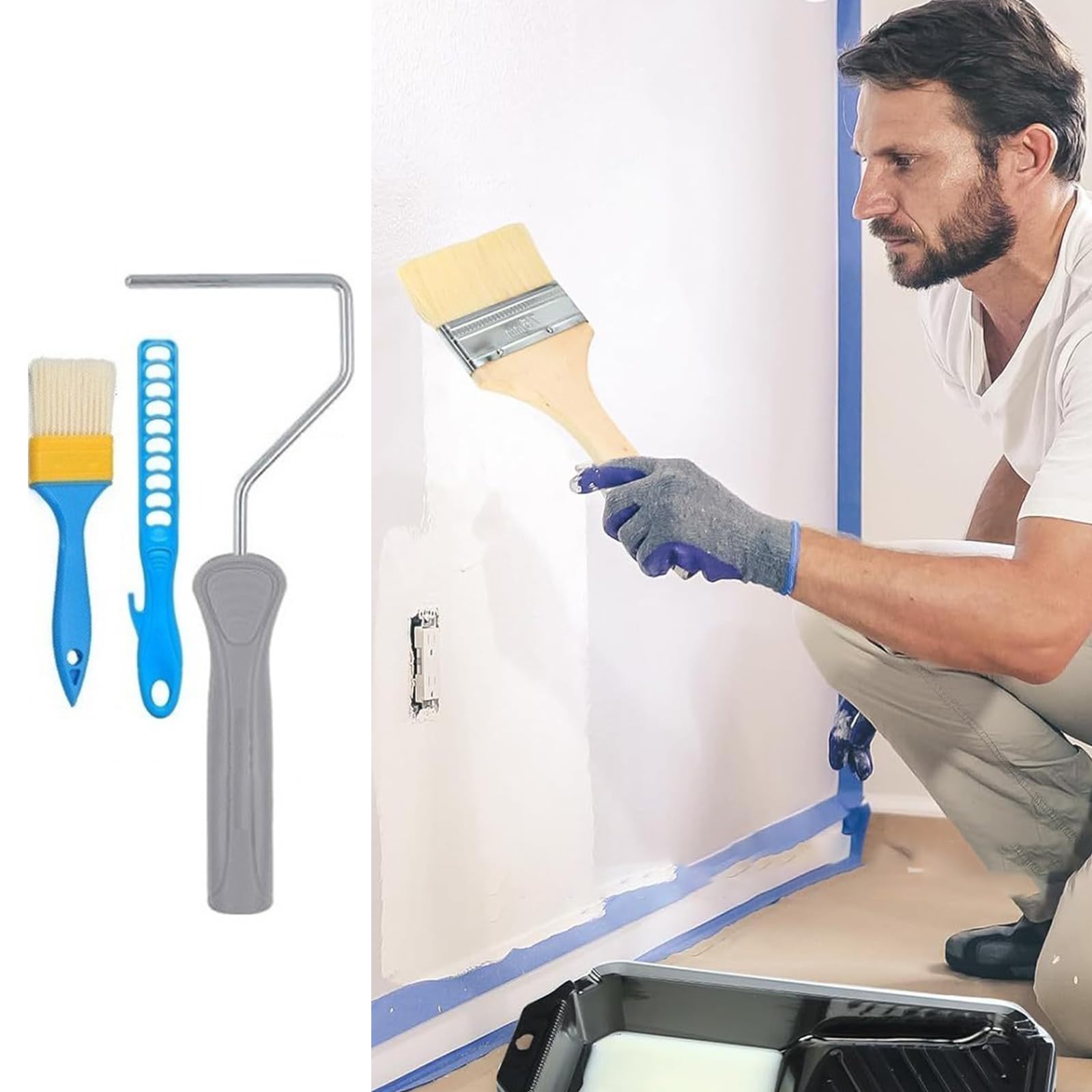 set rulli per pittura include rulli in microfibra per ritocchi, vassoio multiuso, accessorio per la casa per coperture per pittura per murale