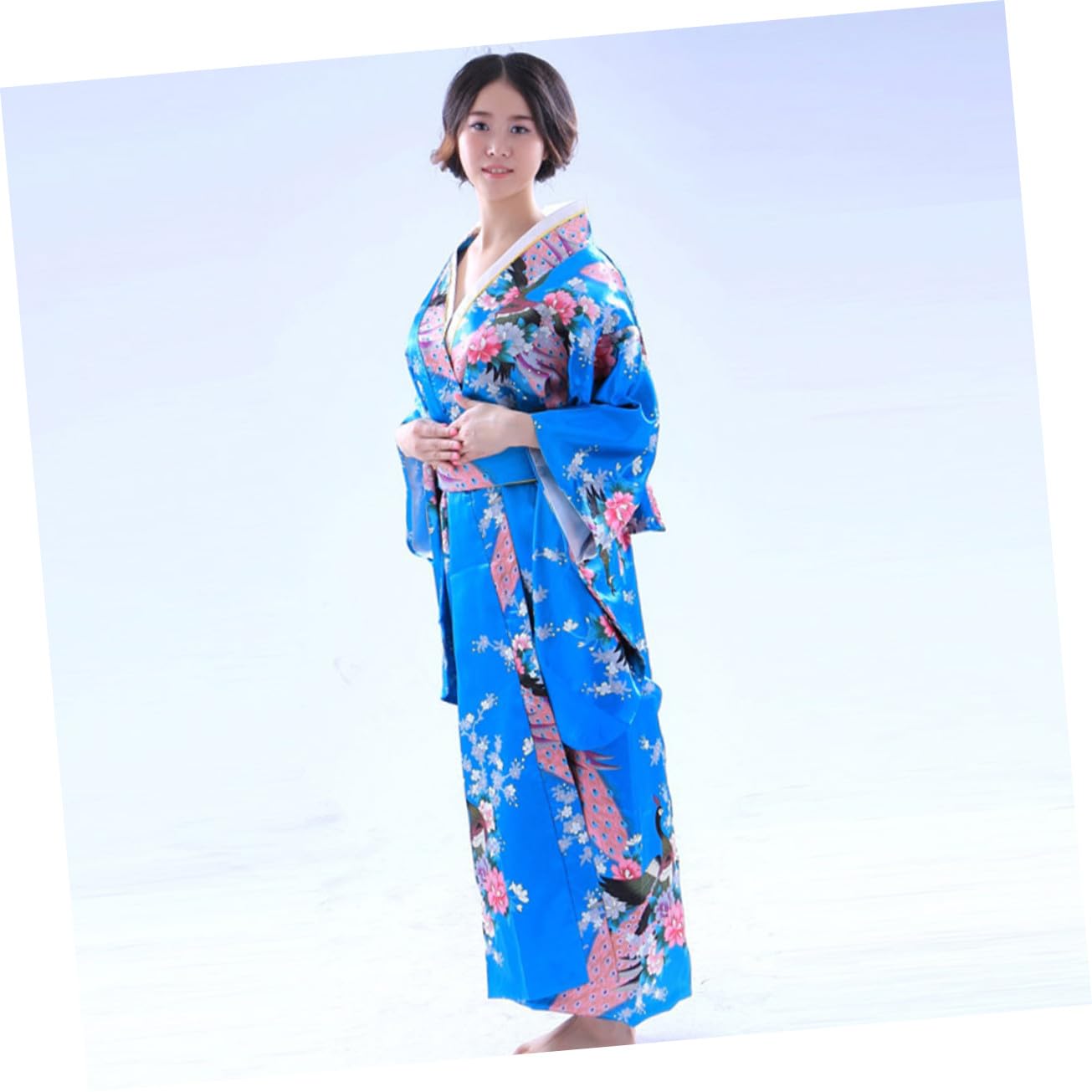 VANZACK Kimono Traditionnel Rouge pour Femme Robe de Bain Soie Synthétique Peignoir pour Nuit Fête et Unique Xl