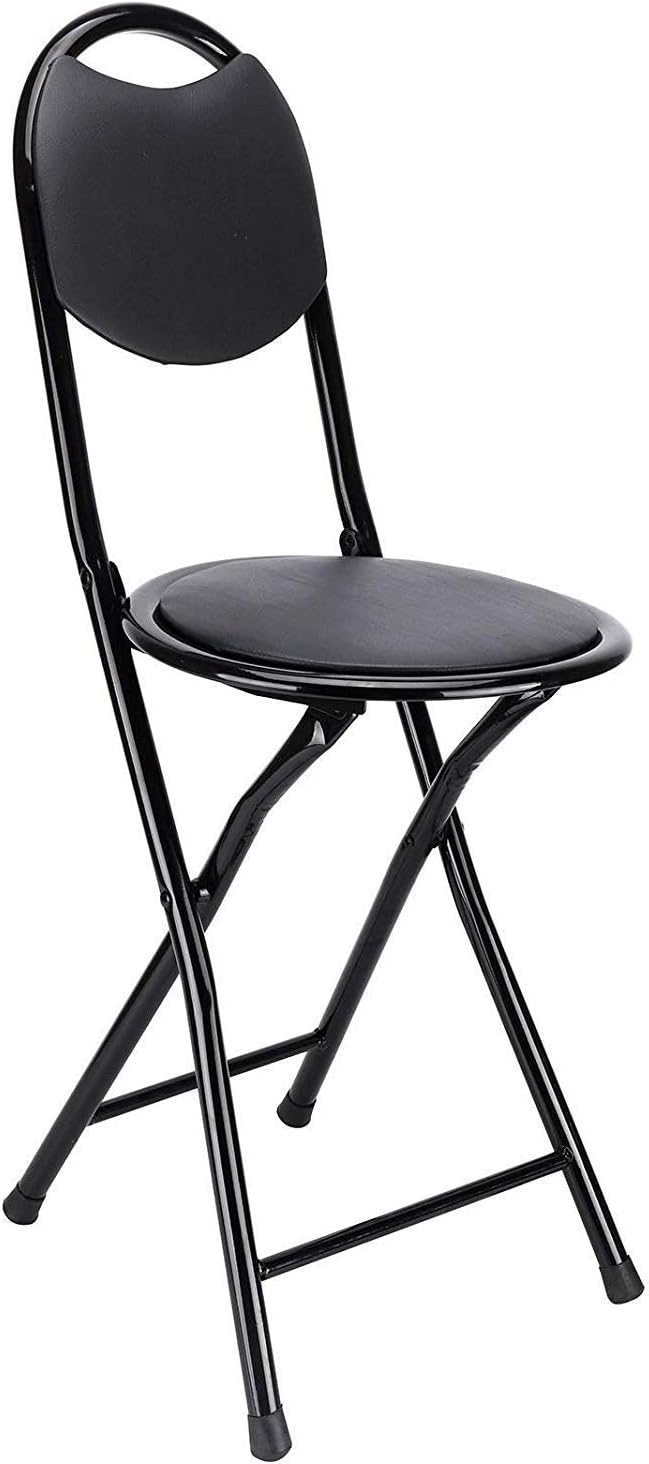 18-Inch Heavy Duty Folding Chair for Home, Study, Namaz & Masjid – Space Saving Metal Frame, 120 kg Capacity, Lightweight 3.2 kg – Portable Prayer Stool – Black (1 Pc)