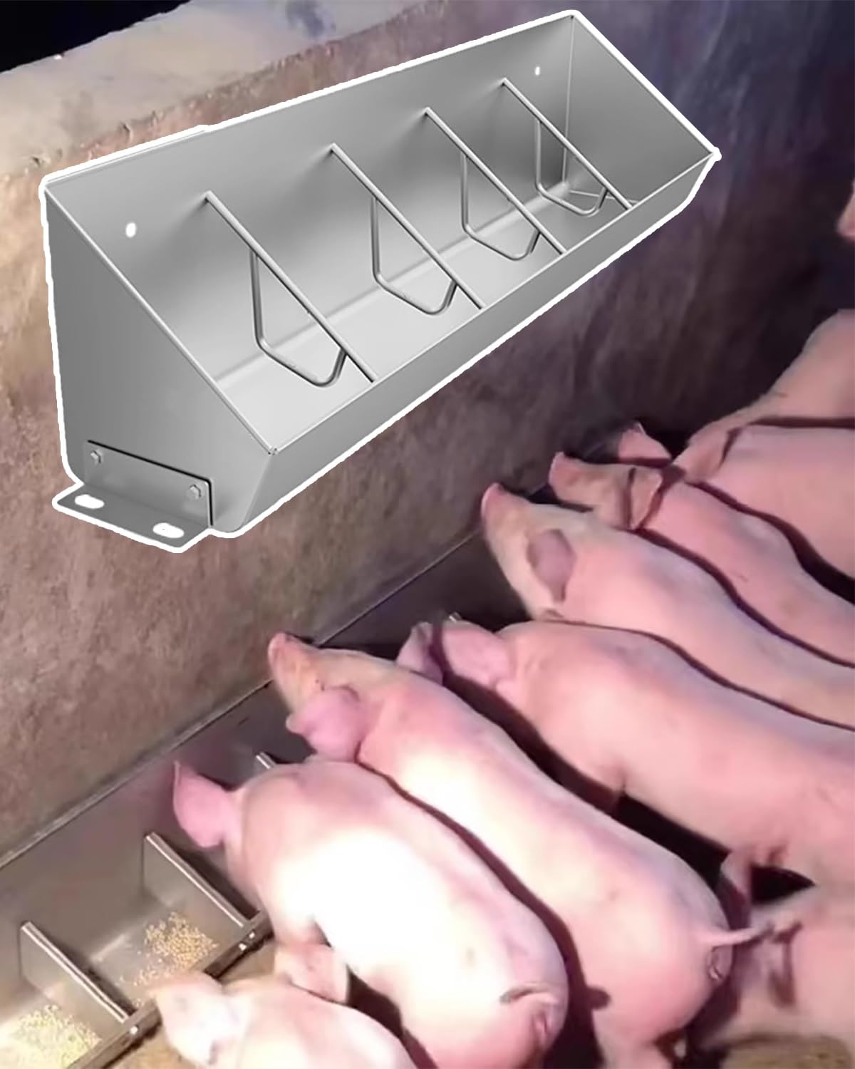 Elitix Metal Pig Feeder 5 8 10 Hole, Heavy Duty Hog Feeders Trough for Farm Livestock, No Waste Baby Pigs Feeding Pan, Cattle Pig Bowl Easy Installation(5 Card Slots)