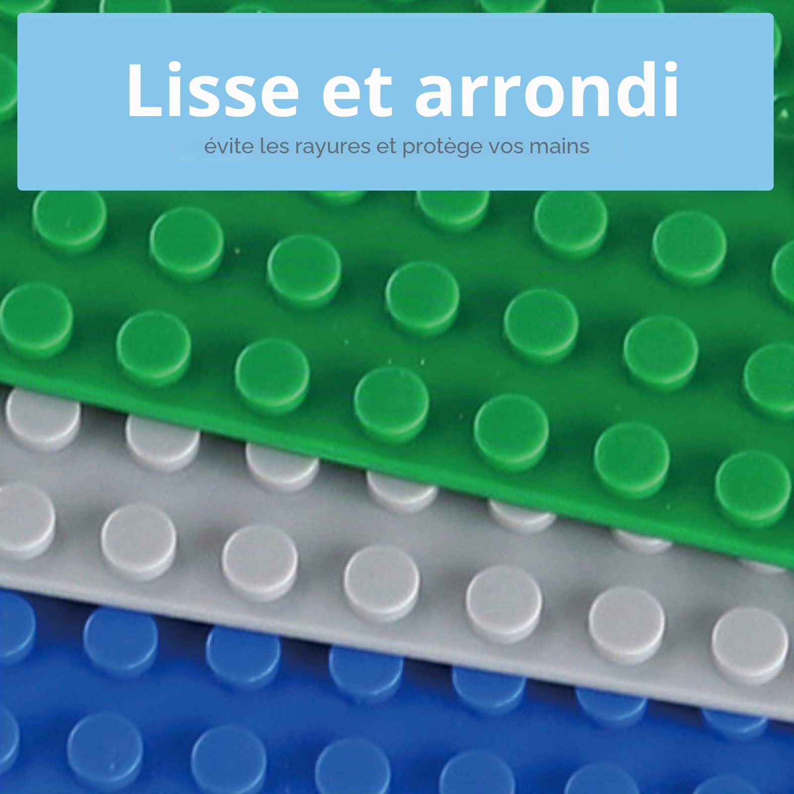 Lot de 6 plaques de base classiques de 25,4 x 25,4 cm, 100 % compatibles avec toutes les grandes marques de plaques de base pour la construction, vert, gris et bleu