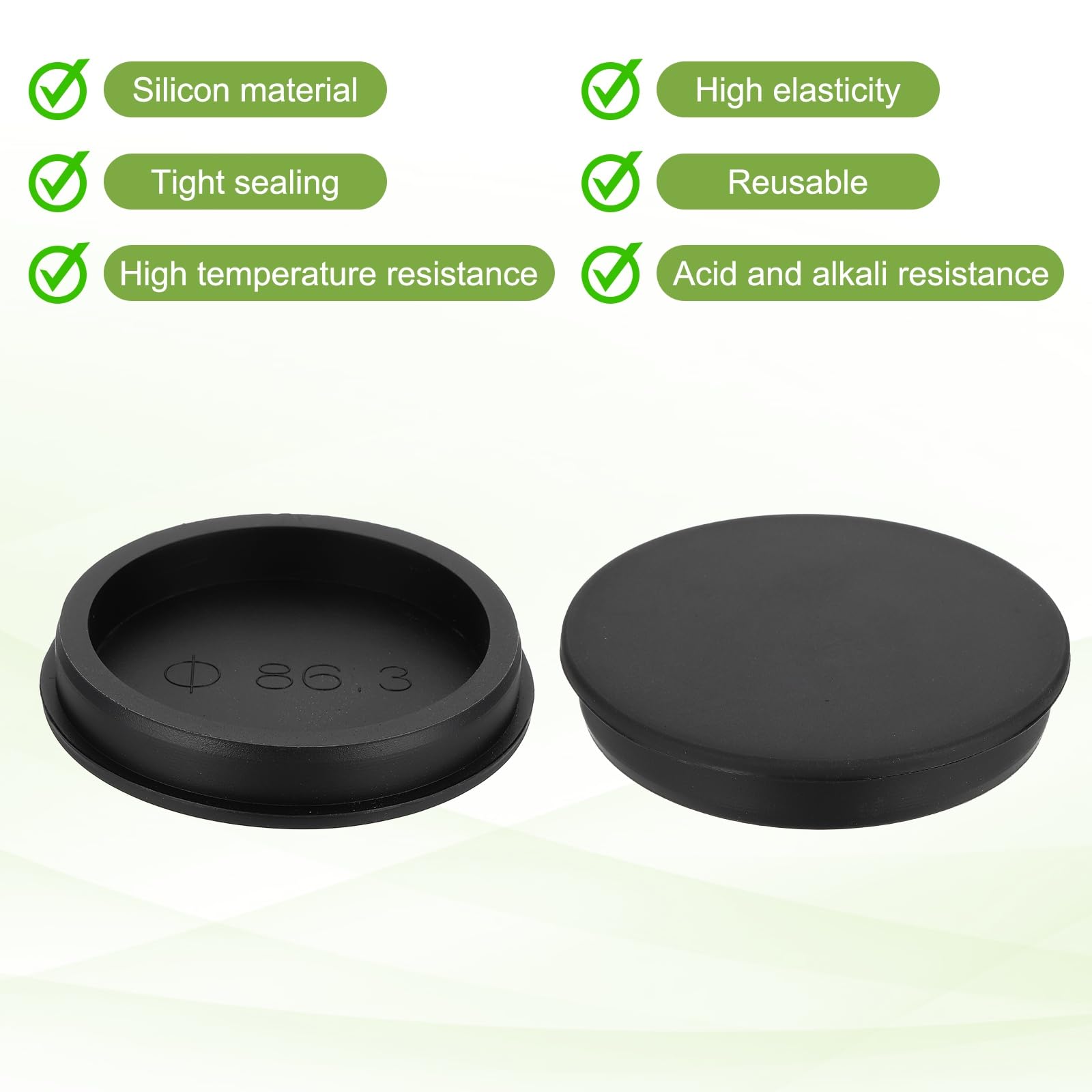 QUARKZMAN 4 Stück Silikon Lochstopfen 86.3mm Schwarz Hochtemperatur T Typ Gummi Stopfen Für 85-86mm Löcher wasserdichte Knopfloch Endkappen Für Rohrlöcher
