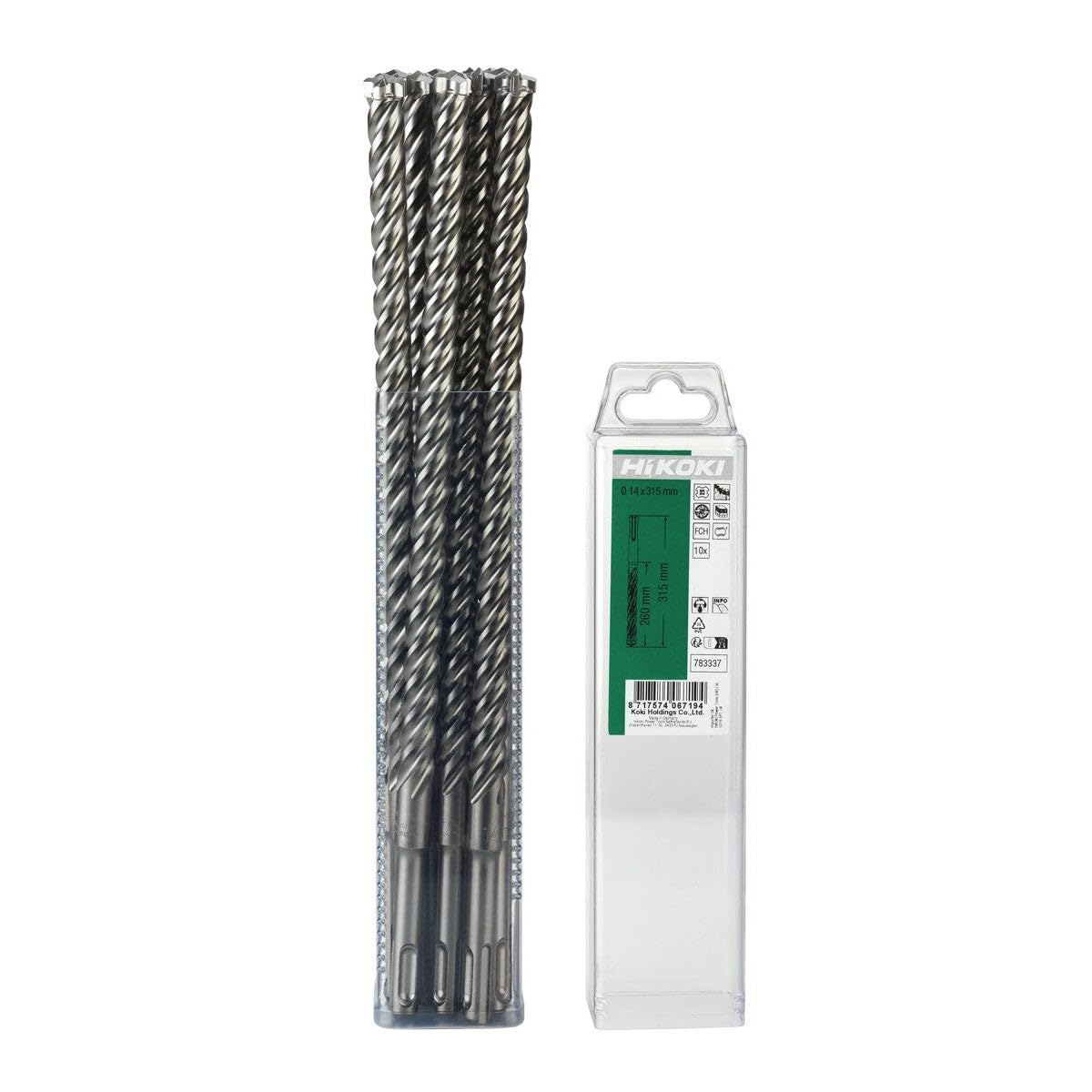Hitachi 783326 Multi-Pack 10 wierteł SDS-Plus 4 profesjonalne cięcia 10 x 260 mm długość util 200