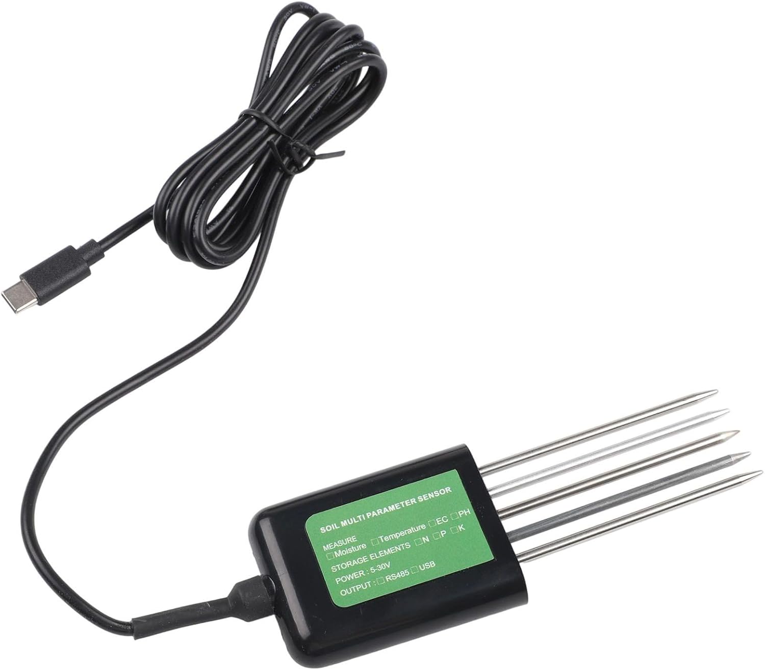 USB Soil Sensor 8-in-1 for Android Devices, IP68 Waterproof Soil Tester for Moisture pH Temp NPK, Real-Time Data Analysis Tool with Metal Probe for Farming Hydroponics Lawn Care