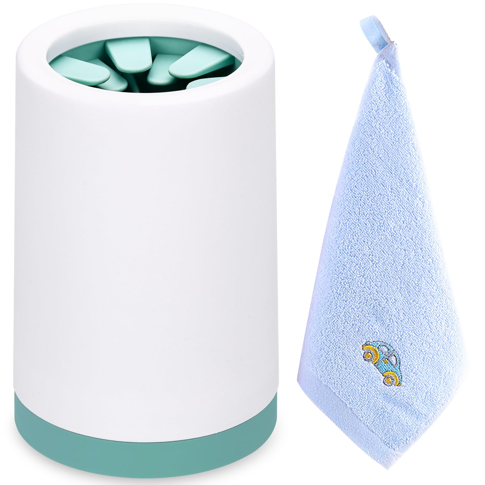 MINSHUXI Limpiador Patas Perro, Limpiador de Patas Taza Portátil con 1 Toalla para Perro y Gatos - 10 x 10 x 15cm