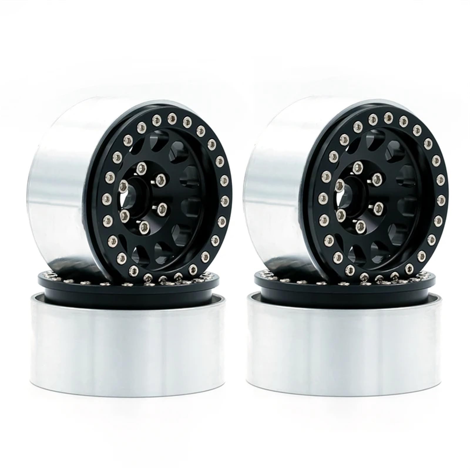 RC Pneus Jante Compatible avec Traxxas pour TRX4 SCX10 pour Axial 4 Pièces Roues À Billes en Alliage Jantes Moyeux Pneus De Voiture RC 1/10 Voitures sur Chenilles