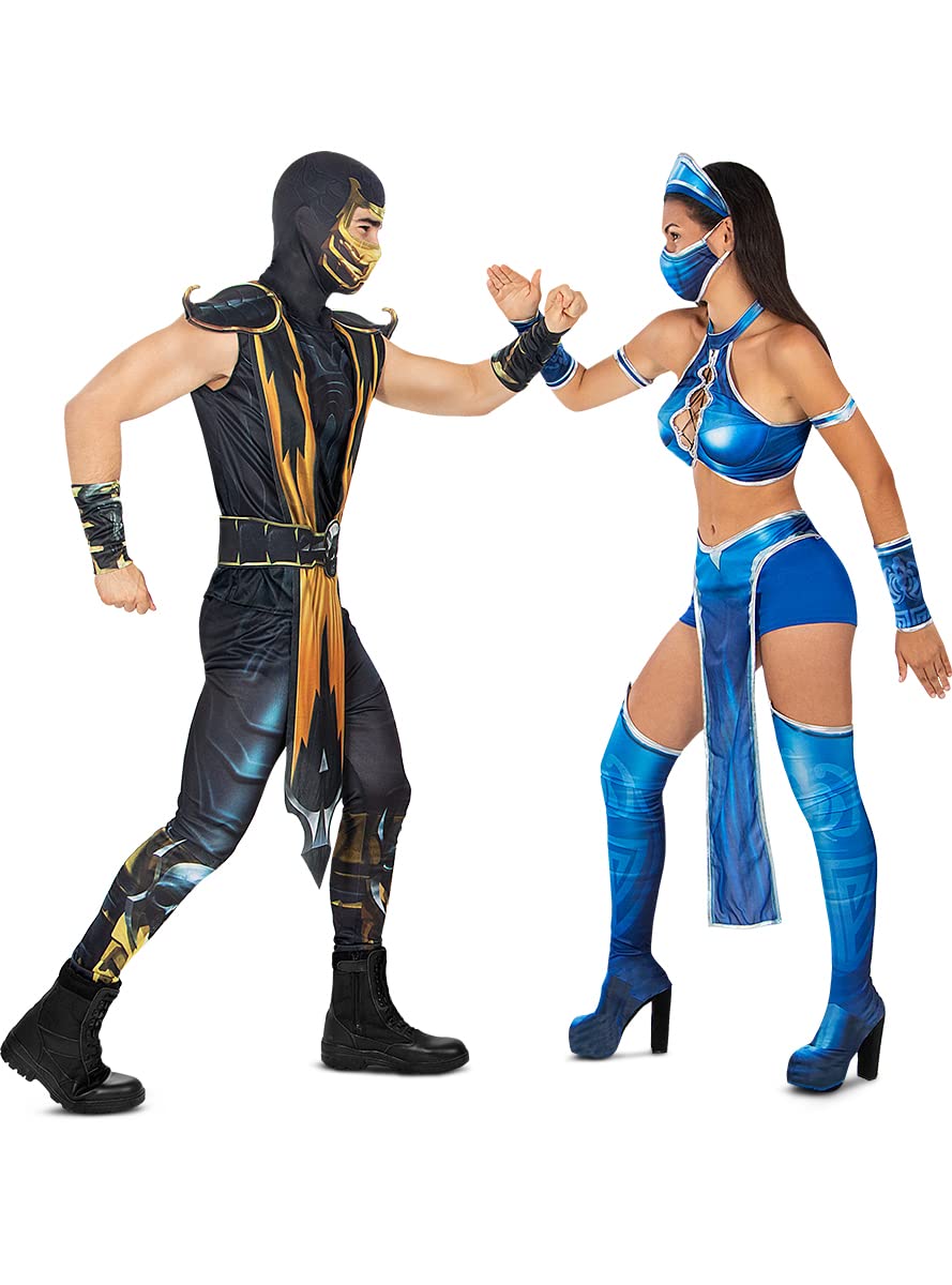 Funidelia | Disfraz de Kitana Mortal Kombat para mujer Videojuegos - Disfraz para adultos y divertidos accesorios para Fiestas, Carnaval y Halloween - Talla M - Azul