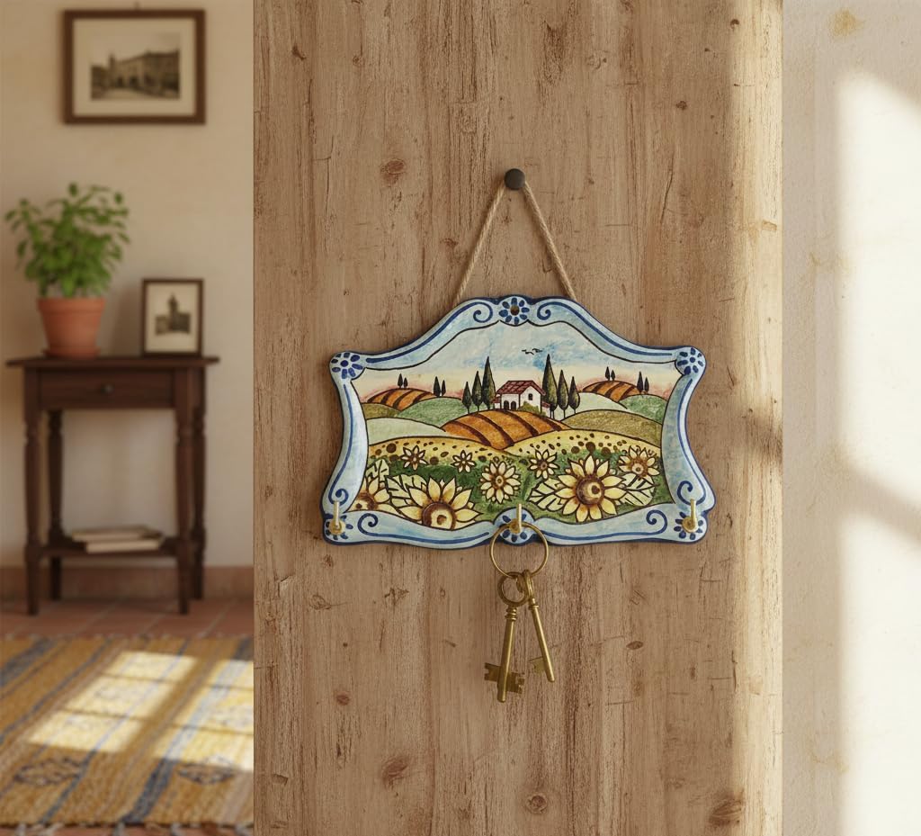 CERAMICHE D'ARTE PARRINI - Italian Ceramic Art Keyring or Hang Cloth Pottery Hand Painted Made in ITALY Tuscan