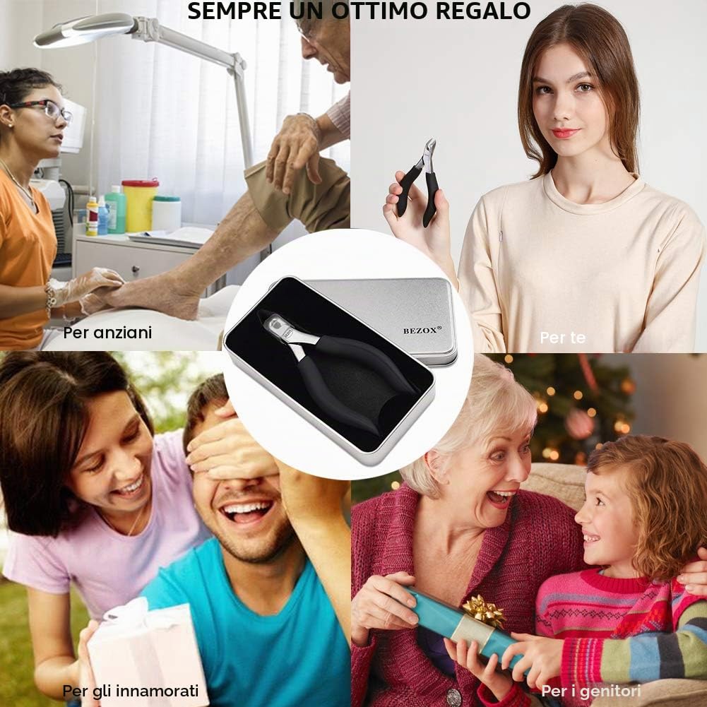 BEZOX Tronchesino Tagliaunghie di Precisione per Piedi Unghie Spesse Incarnite con Custodia