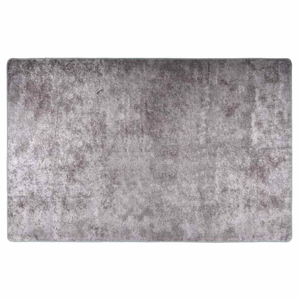 Teppich Waschbar 80x150 cm Grau Weicher Samtteppich Wohnzimmer