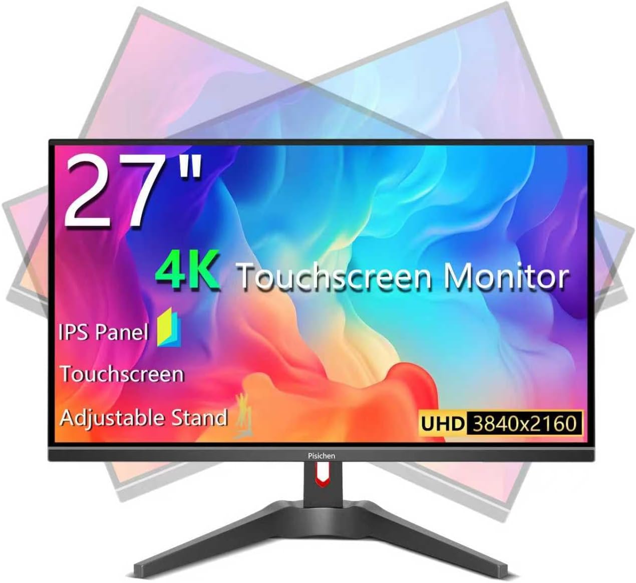 Touchscreen Gaming Monitor 27 Inch 4K UHD 3840x2160 IPS Computer Monitor, Ultra-Thin Bezel, HDMI, DisplayPort, 400 cd/㎡, VESA, Tilt Adjustable