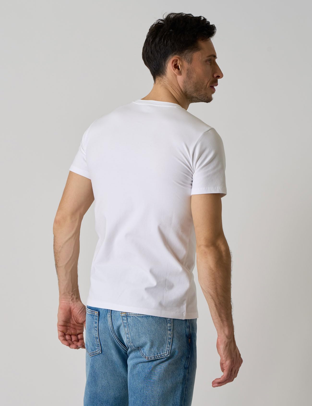 LAPASA Pacco da 3 Maglietta Uomo Cotone Elastico Premium Girocollo/Collo a V T-Shirt Maniche Corte Canottiera Morbida M05 M06