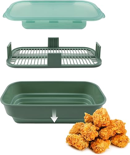 COOK WITH COLOR Recipiente plegable para rebozar sin ensuciar, ideal para pescado frito, pollo frito, aros de cebolla, alas y más