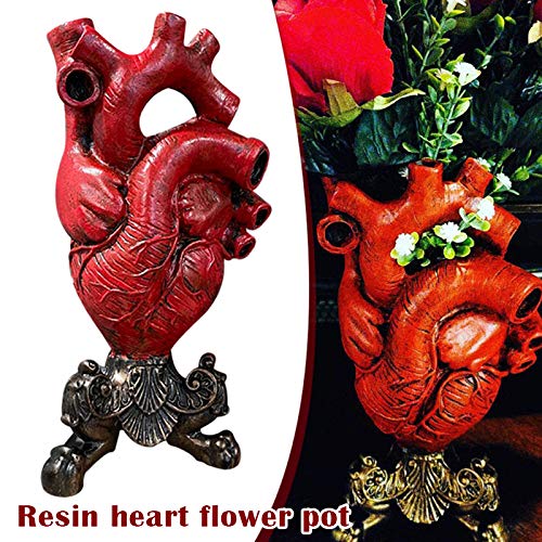 image for ZS ZHISHANG Anatomical Heart Vase 9.75'' Resin Flower Pot Desktop Orna