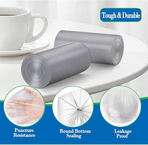 Miniatura 4 de Bolsas de basura grises de 4 galones, bolsas de basura pequeñas grises de 250, bolsa de basura extra fuerte de 3,4,5 galones, se adapta a