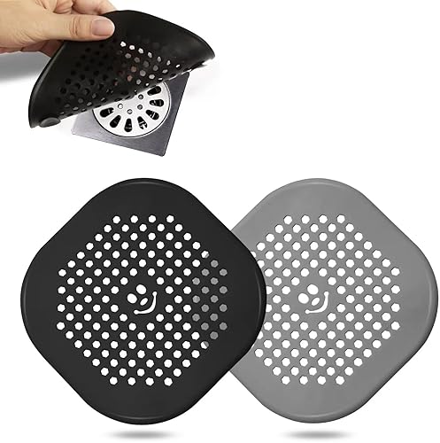 Paquete de 2 protectores de drenaje de silicona duraderos con ventosa para ducha, cocina, baño, verde menta, juego de 2