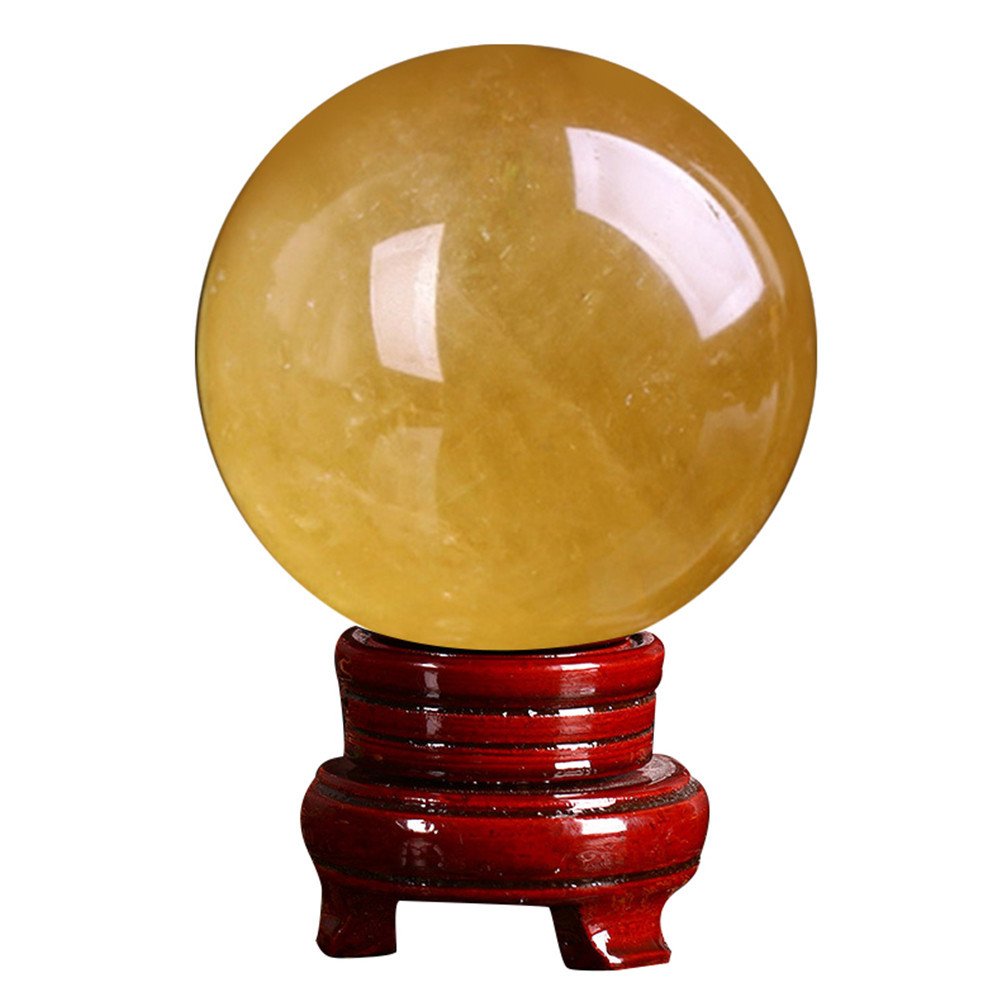 Amazon.com: AITELEI 3 公分天然黃水晶球治療水晶風水球冥想球石雕像附