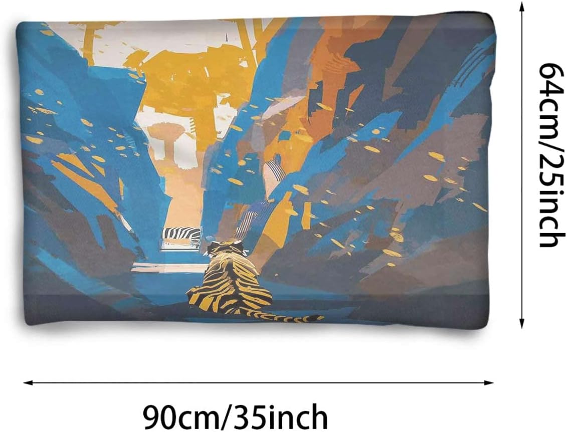 review Orange Blue Thermal Pet Mat Bed Liner treets Narrow Walls Wilderness Jungle Self Warming Crate Pad with Soft Sherpa Top for Dogs, Cats, Pets by Tiger in City 25