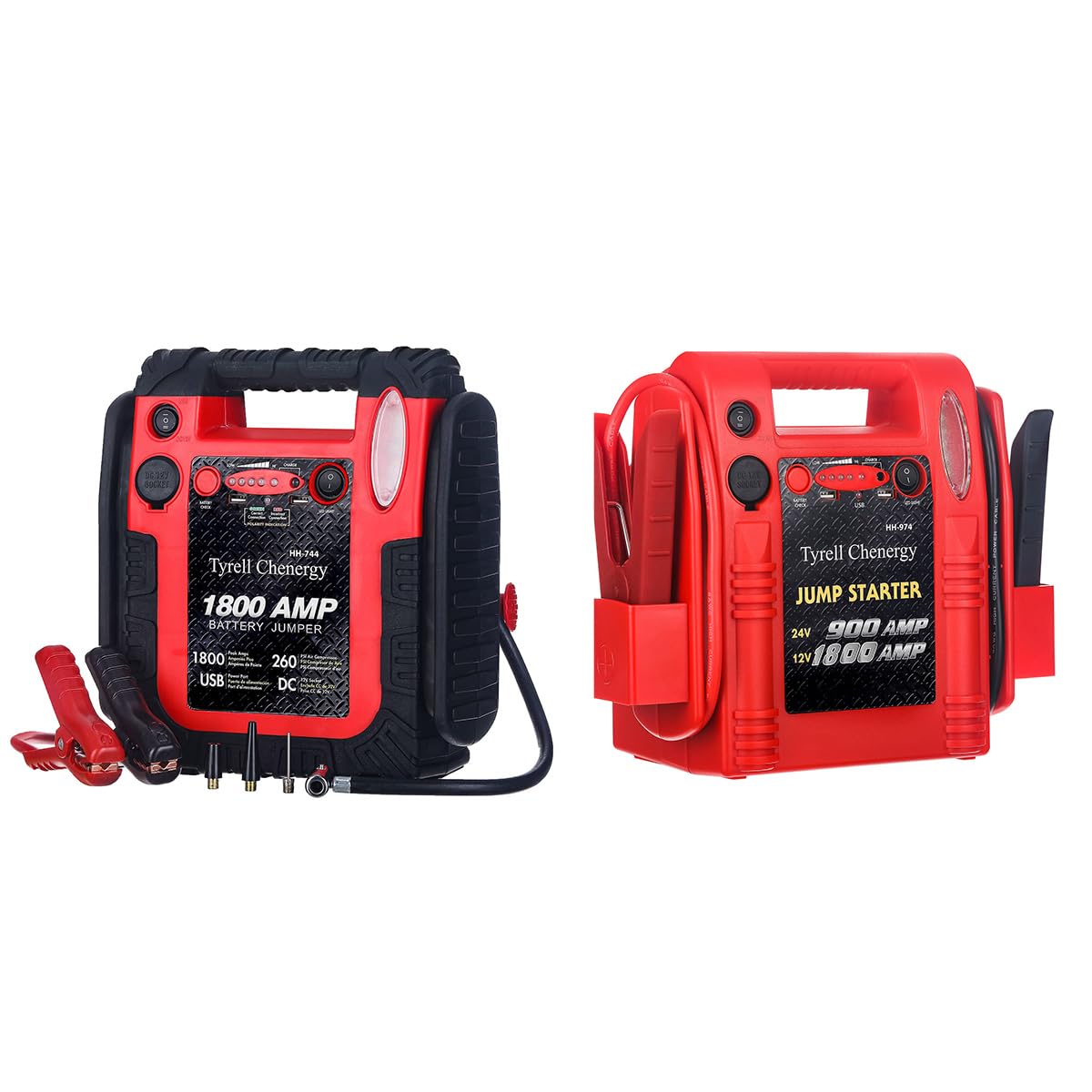 1800A Jump Starter with Air Compressor 20000mAh Car Battery Jump Starter 260PSI Tire Inflator HH744 HH974