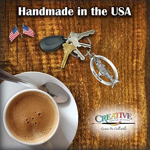 Bonefish Keychain, Pewter, S037KC, 2”, 100% Handmade in the USA, Fish Keychain, Saltwater Key Chain, Bonefish Key Ring, Albula vulpes, Key Fob, Fishing Gift, 200 Fish Designs Available.3