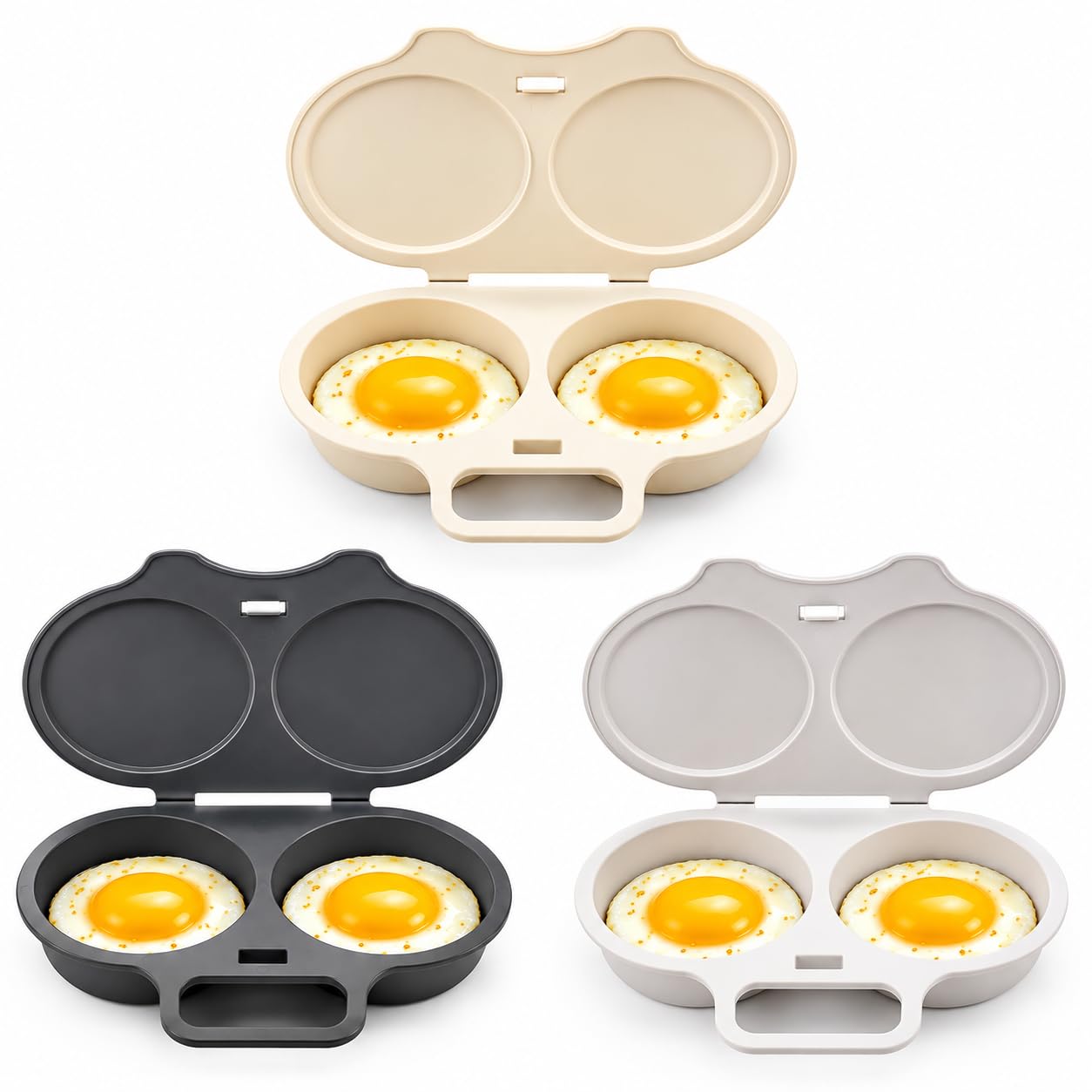 Dual Cavity Microwave Egg Poacher, New Microwave Egg Poacher (White+Black+Gray)