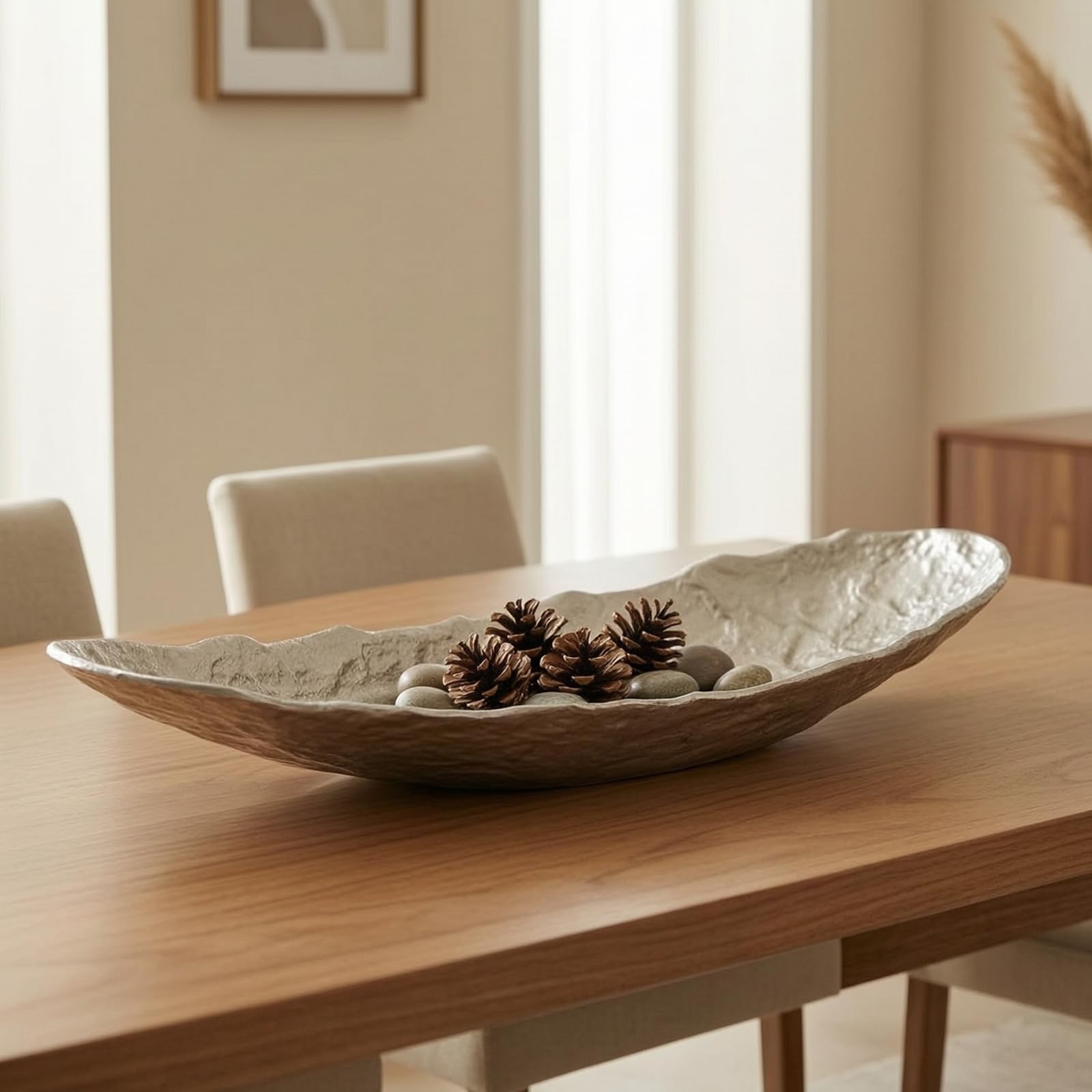 MagiDeal Plat Présentoir en Aluminium avec Extrémités Relevées pour Servir Olives et Lors Réceptions sur Table Centrale, Petit 53x14.5x10cm