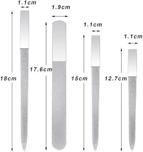 Miniatura 3 de Juego de 4 limas de uñas de metal con diamantes de acero inoxidable, lima de uñas de doble cara para uñas de los pies para salón, hogar, viajes (5.9