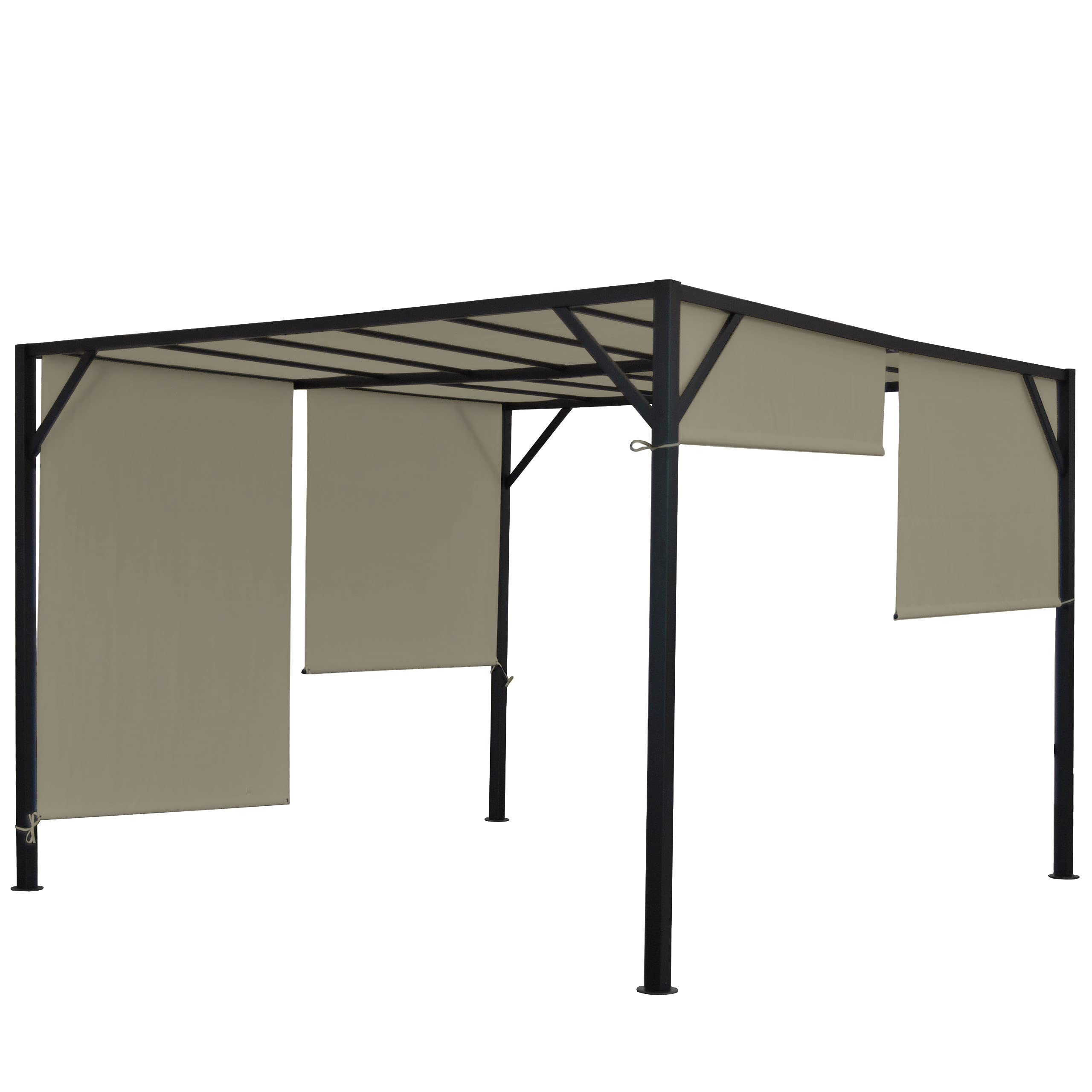 Gazebo pergola regolabile baldacchino moderno elegante giardino patio Baia acciaio poliestere - 4x4m marrone beige
