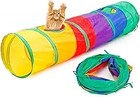 iCAGY Rainbow Cat Tunnel Toy - Interactive Pop-Up Crinkle Play Tunnel for Cats Kittens Rabbits Puppies, Stable S-Shape 45"