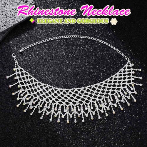 JAKAWIN Silver Rhinestone Choker Necklace Bling Diamond White Chokers for Women2