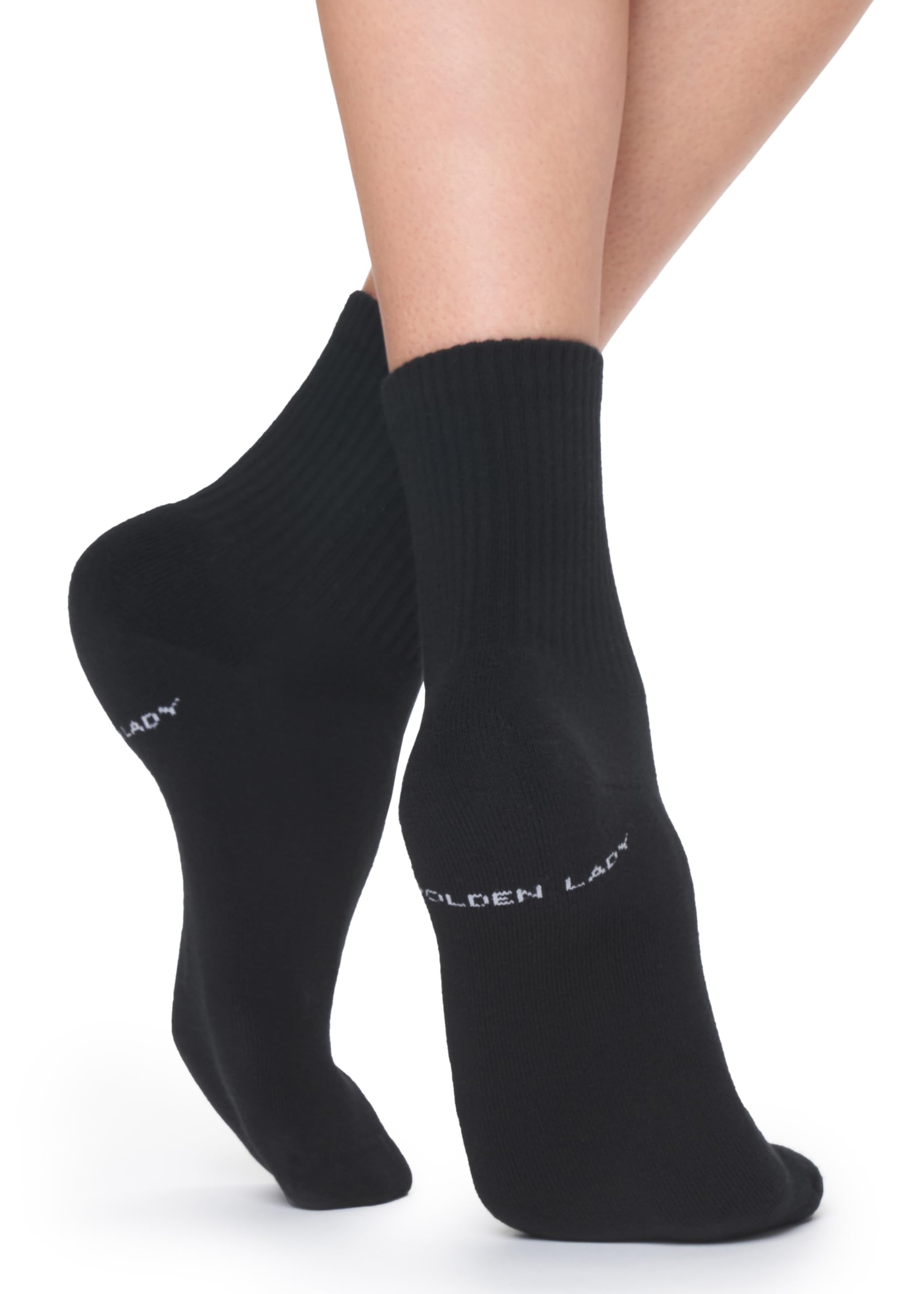 Golden Lady 6 PAIA CALZINI SPORT COTONE E SPUGNA, NERO, TG. UNICA