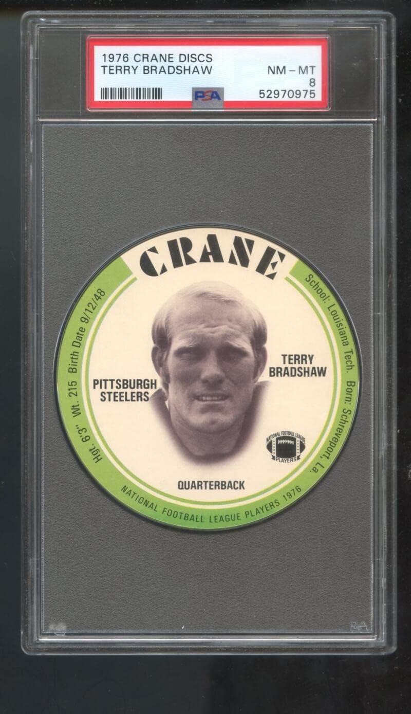 1976 Crane Potato Chips Discs Terry Bradshaw PSA 8 Graded Football Card Steelers