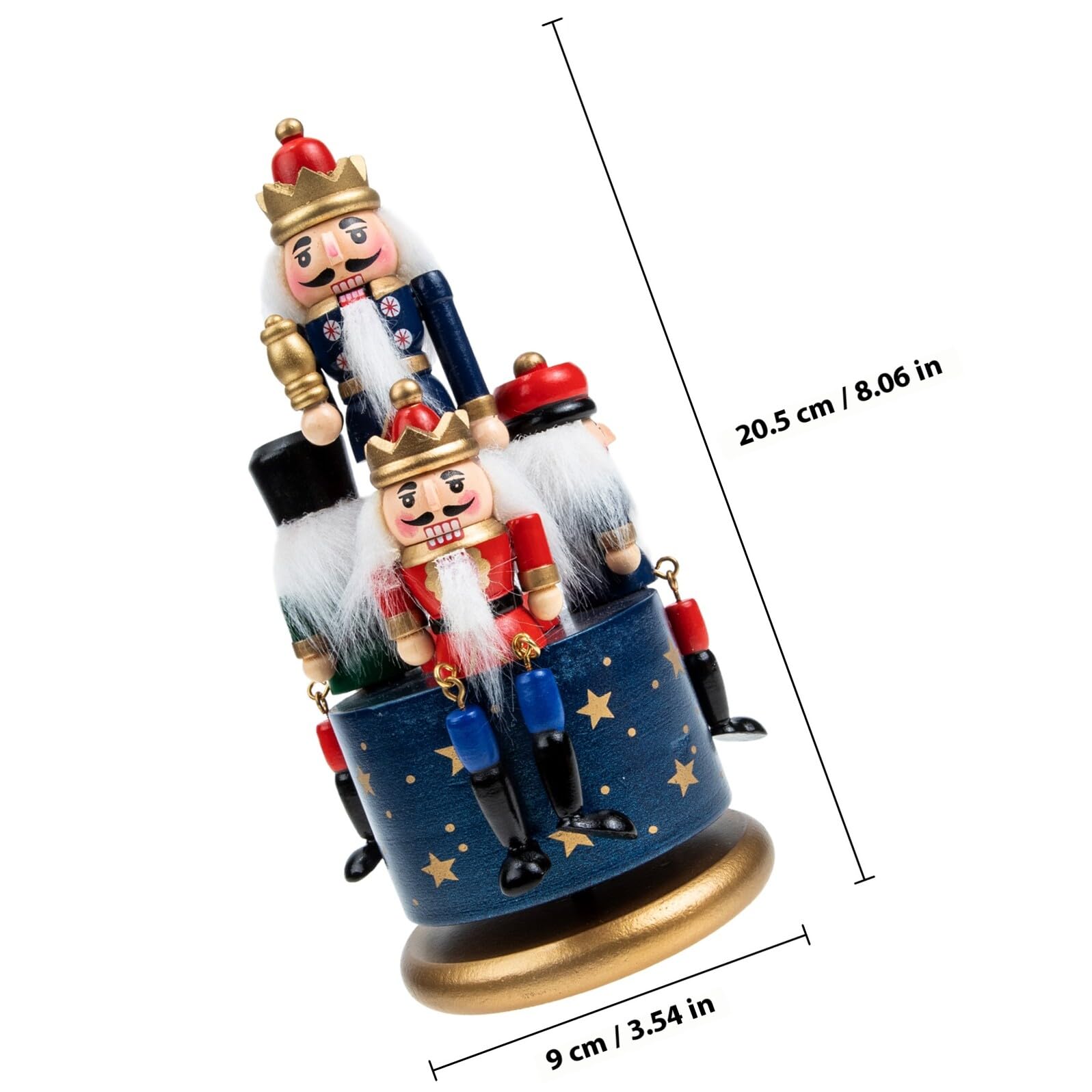 jojofuny Boîte à Musique Casse-Noisette Bleue en Bois Décoration Rotative pour Bureaux et Intérieur, Style Simple et Finition Délicate Artisanale