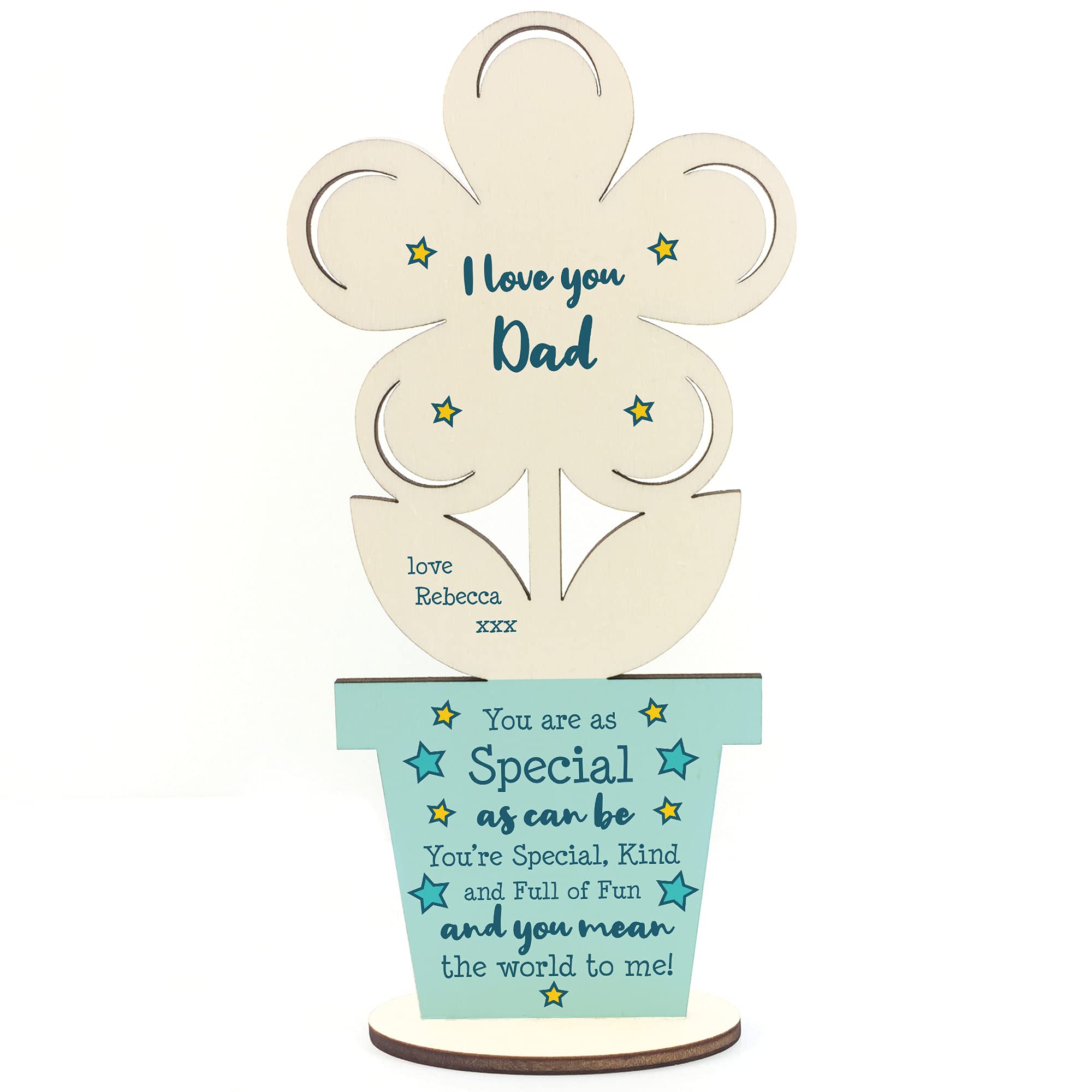 Personalised Dad Gifts For Birthday Fathers Day Wood Flower Dad Poem Daughter Son Gift