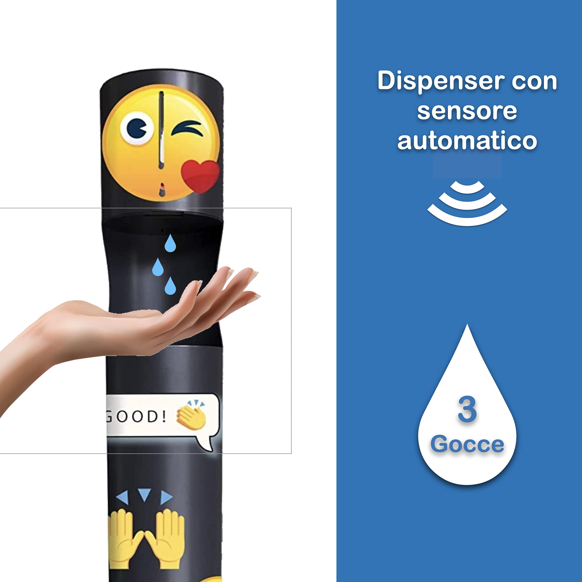 dispensador automático para niños | dosificador automatico gel hidroalcoholico Gocciasana | dispensador automatico de desinfectante manos