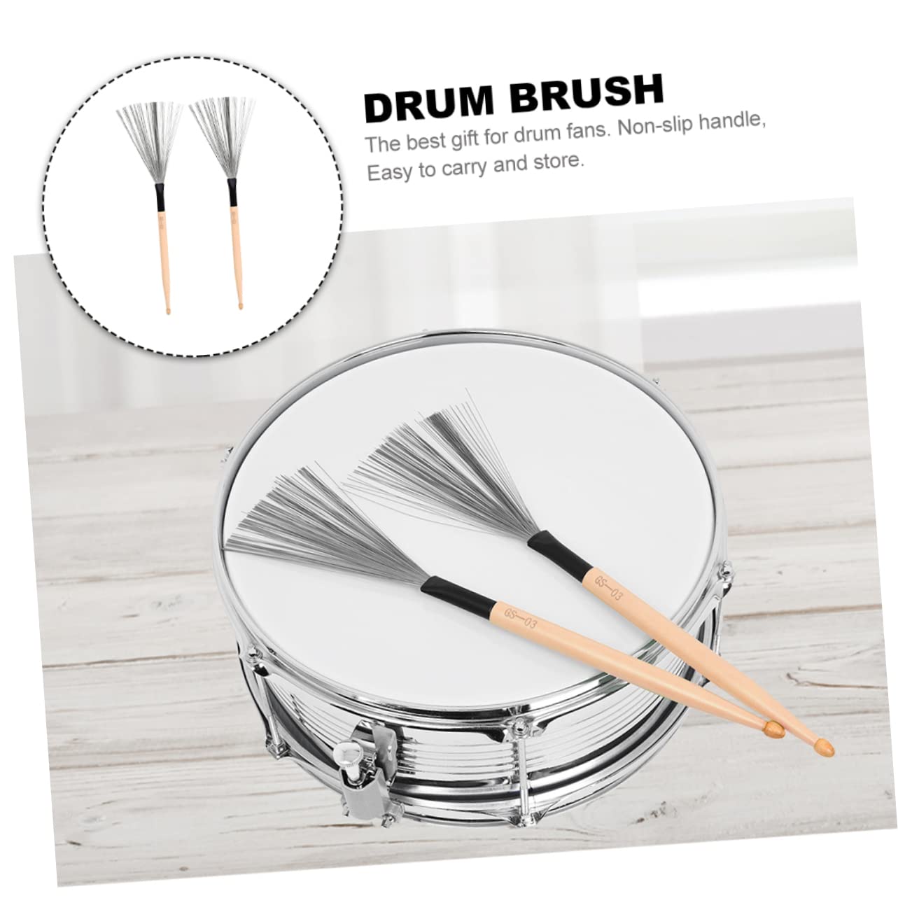 HANABASS 1Pair Drum Wire Brush Special Carbon Steel Brushes for Percussion Instruments for Jazz Drumming Comfortable Handle for Beginners and Youth Bands Retractable Design