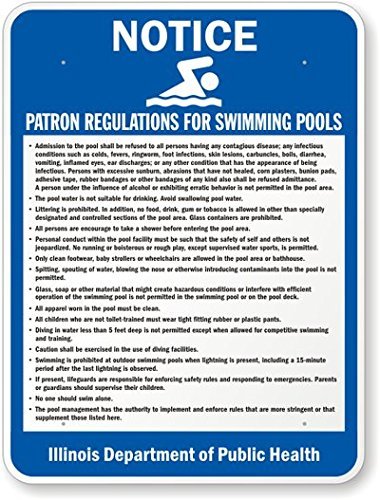 Metal-Signs Illinois Pool Rules Aluminum Sign, 24