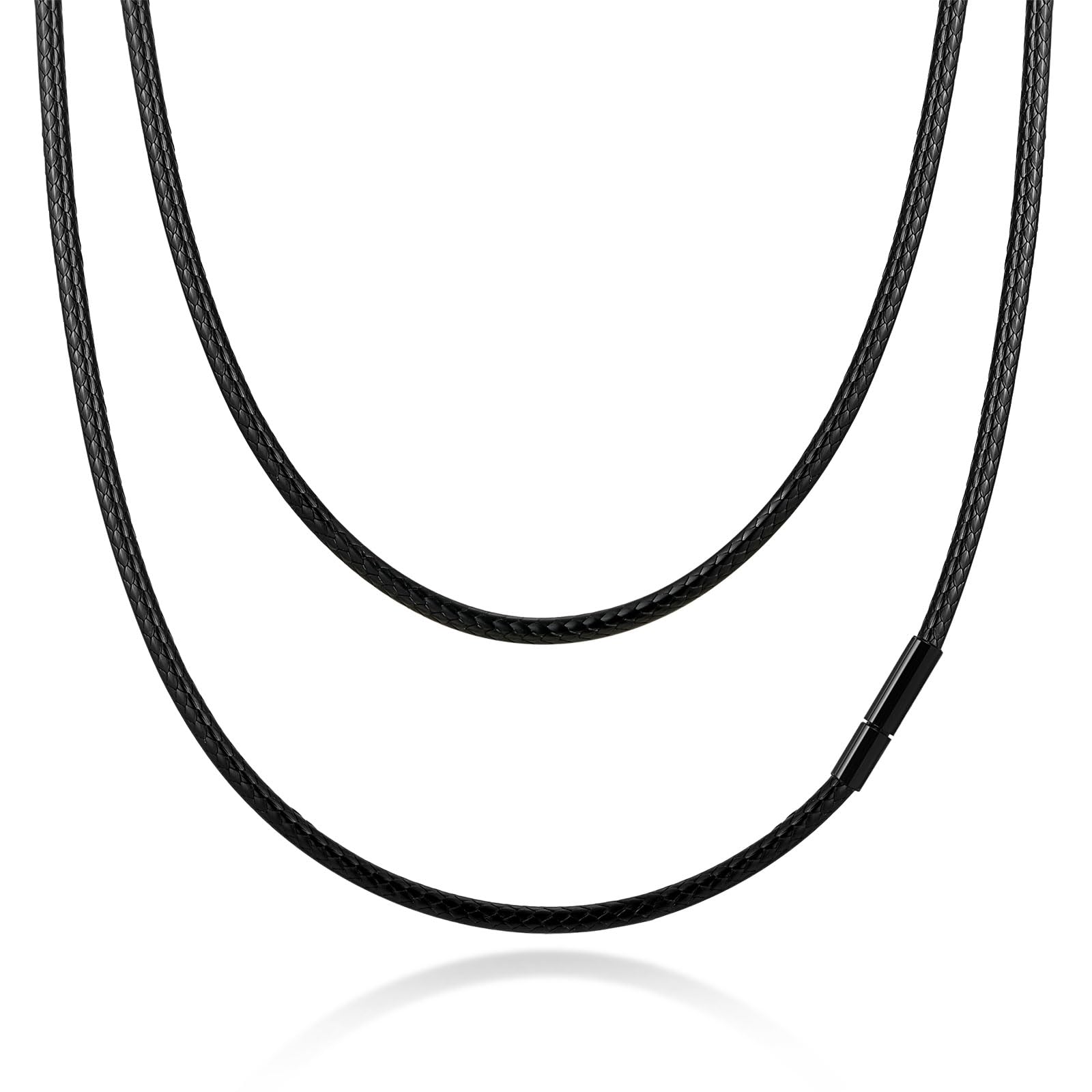 VNOX Leder Halskette Männer Lederkette Damen - 2/3MM Lederkette mit Verschluss aus Edelstahl für Herren Frauen, 40/45/50/55CM Lederhalsband Männer für Schwimmen Surfen Tauchen Baden (Braun/Schwarz)